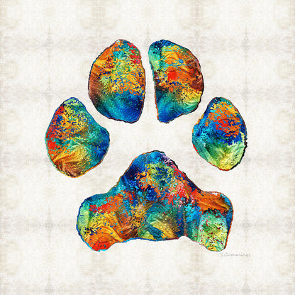 Paw Print Art: Colorful Dog Paw Print by Sharon Cummings | Fine Art Print | RedKalion