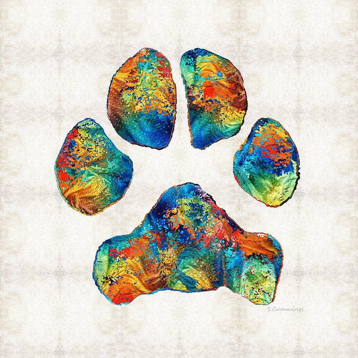 Paw Print Art: Colorful Dog Paw Print by Sharon Cummings | Fine Art Print | RedKalion