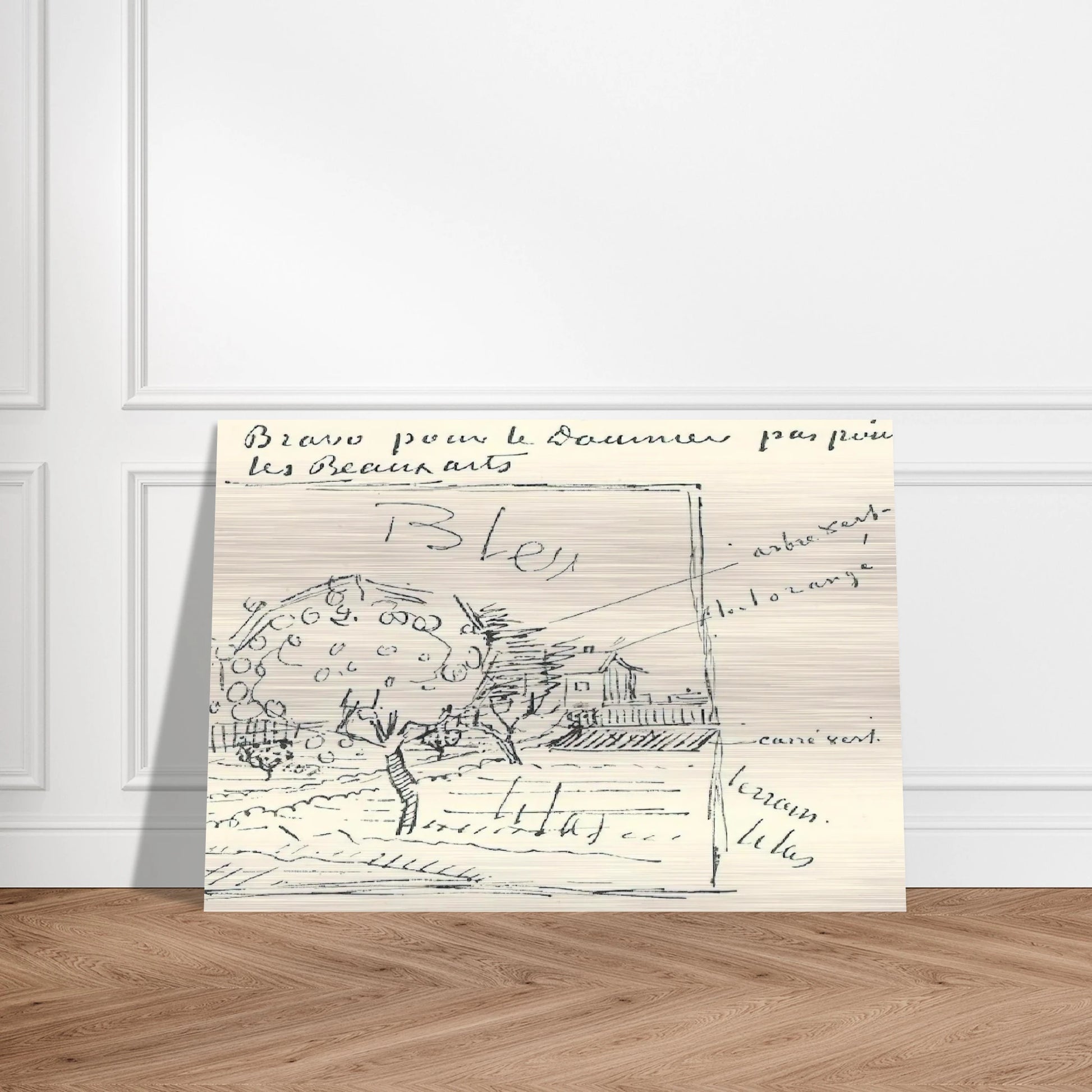 Orchard and House with Orange Roof - Vincent van Gogh Brushed Aluminum Print - 70x100 cm / 28x40 inches | Vincent van Gogh Aluminum Print | Vincent van Gogh Prints