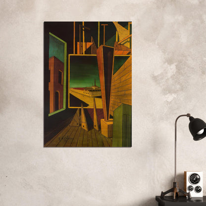 GEOMETRIC COMPOSITION WITH FACTORY LANDSCAPE 1917 - Giorgio de Chirico Brushed Aluminum Print - 70x100 cm / 28x40 inches | Giorgio de Chirico Aluminum Print | Giorgio de Chirico Prints