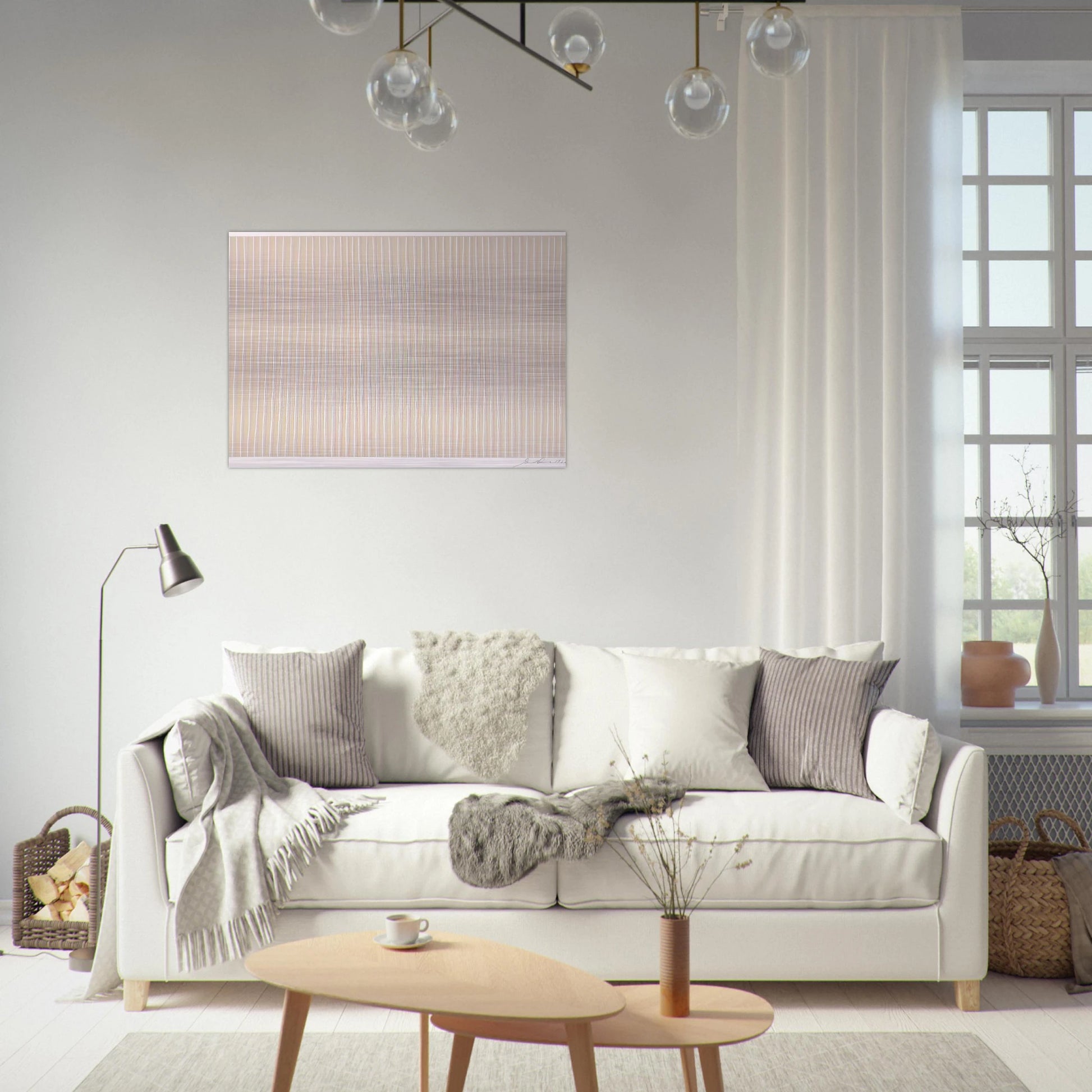 Untitled Pink, Yellow and White - 1980 - Gene Davis Brushed Aluminum Print - 70x100 cm / 28x40 inches | Gene Davis Aluminum Print | Gene Davis Prints