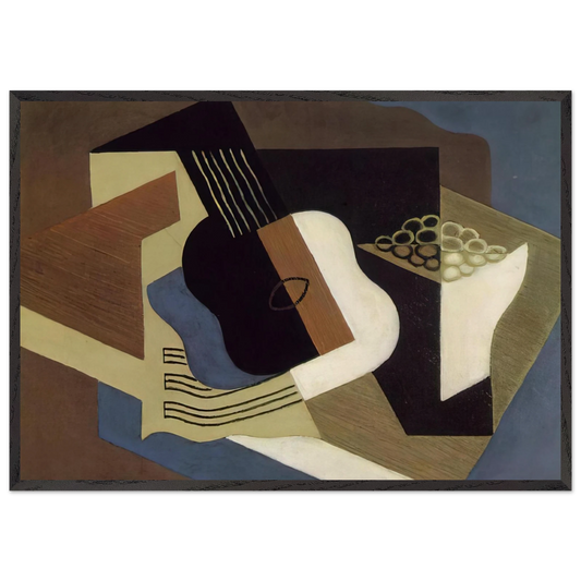 GUITAR AND FRUIT DISH 1919 - Juan Gris 70x100 cm / 28x40 inches Framed Art Print – Black Wooden Frame