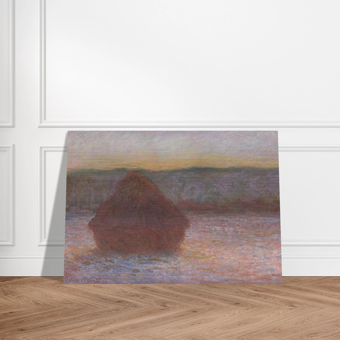 Stack of Wheat Thaw, Sunset - claude monet Brushed Aluminum Print - 70x100 cm / 28x40 inches | claude monet Aluminum Print | claude monet Prints