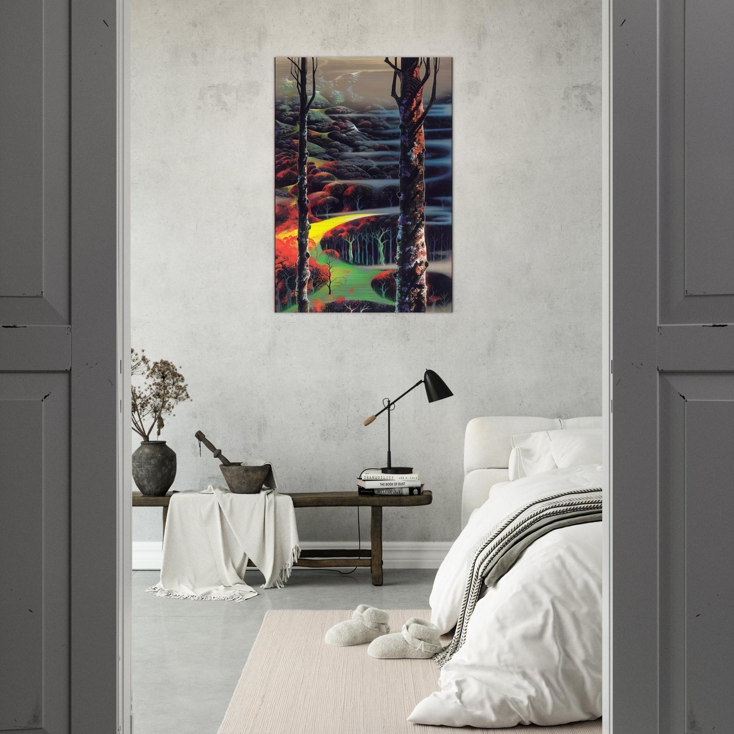 A Touch of Autumn - Eyvind Earle Brushed Aluminum Print - 70x100 cm / 28x40 inches | Eyvind Earle Aluminum Print | Eyvind Earle Prints