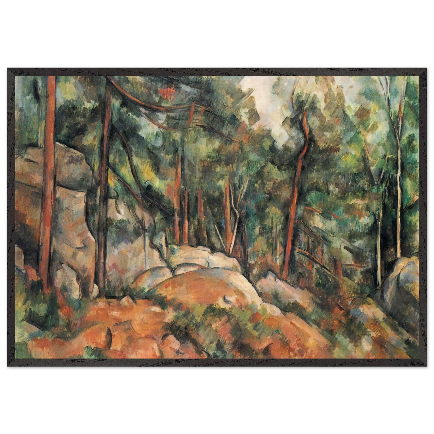 In the Forest - Paul Cezanne 70x100 cm / 28x40 inches Framed Art Print – Black Wooden Frame