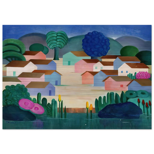 Landscape with Sixteen Houses - Tarsila do Amaral Brushed Aluminum Print - 70x100 cm / 28x40 inches | Tarsila do Amaral Aluminum Print | Tarsila do Amaral Prints