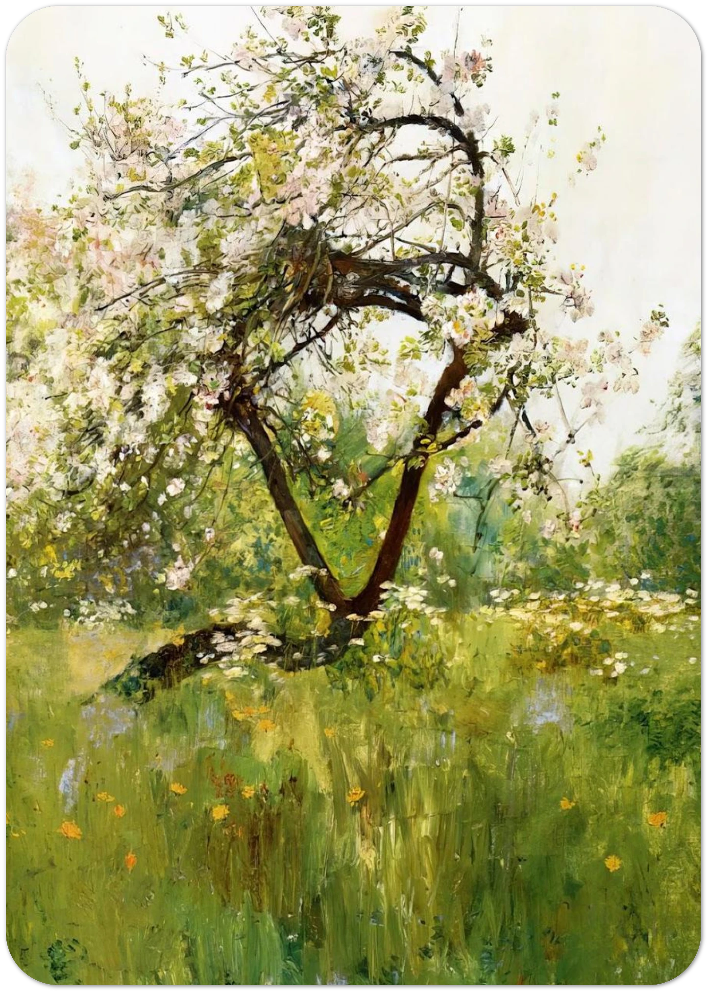 Peach Blossoms - Villiers-le-Bel By Childe Hassam Pack of 10 Post Cards | Childe Hassam Post Cards | A6 (10.5 x 14.8 cm) - 4.1 x 5.8 inches