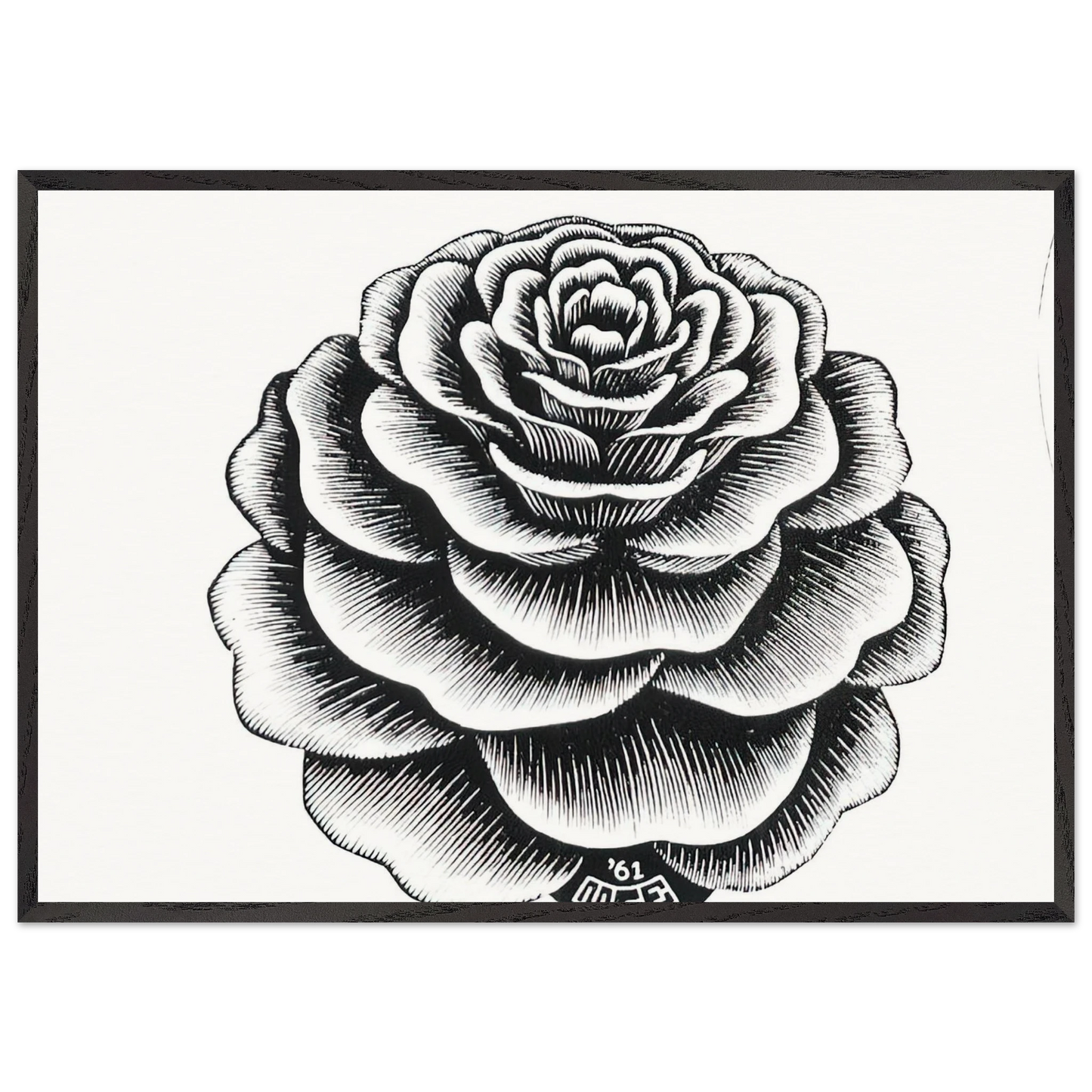 FLOWER 1 - MC Escher 70x100 cm / 28x40 inches Framed Art Print – Black Wooden Frame | Maurits Cornelis Escher Prints
