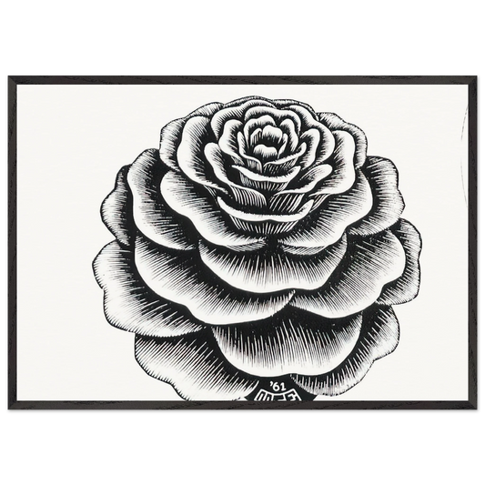 FLOWER 1 - MC Escher 70x100 cm / 28x40 inches Framed Art Print – Black Wooden Frame | Maurits Cornelis Escher Prints