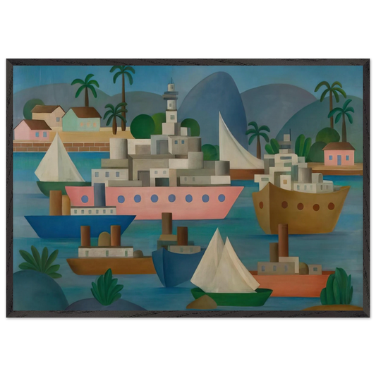 Porto I - Tarsila do Amaral 70x100 cm / 28x40 inches Framed Art Print – Black Wooden Frame