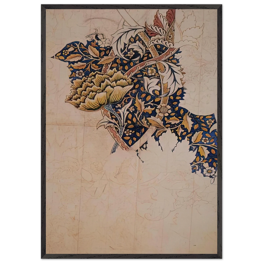 DESIGN FOR WINDRUSH PRINTED TEXTILE 1883 - William Morris 70x100 cm / 28x40 inches Framed Art Print – Black Wooden Frame
