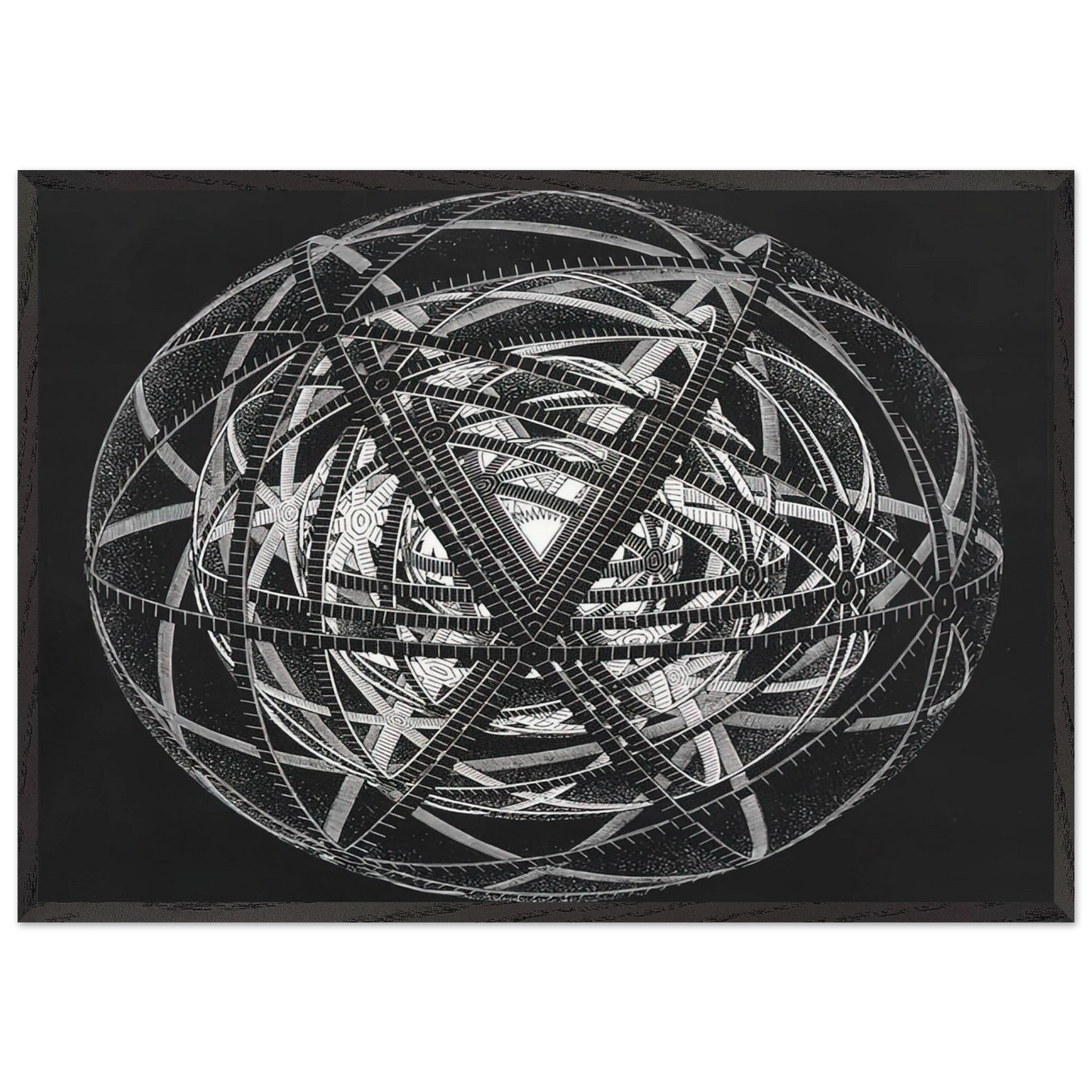 CONCENTRIC RINDS - MC Escher 70x100 cm / 28x40 inches Framed Art Print – Black Wooden Frame | Maurits Cornelis Escher Prints