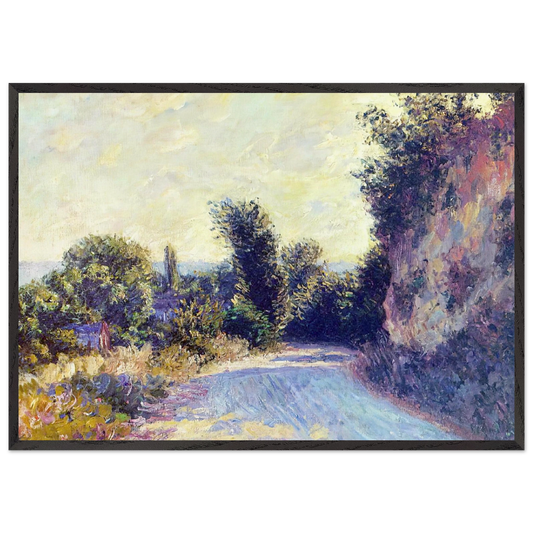Road near Giverny 02 - claude monet 70x100 cm / 28x40 inches Framed Art Print – Black Wooden Frame