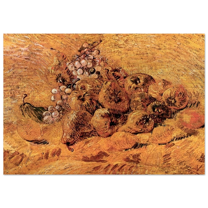 Still Life with Grapes, Pears and Lemons - Vincent van Gogh Brushed Aluminum Print - 70x100 cm / 28x40 inches | Vincent van Gogh Aluminum Print | Vincent van Gogh Prints