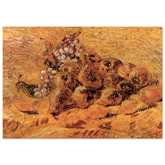 Still Life with Grapes, Pears and Lemons - Vincent van Gogh Brushed Aluminum Print - 70x100 cm / 28x40 inches | Vincent van Gogh Aluminum Print | Vincent van Gogh Prints