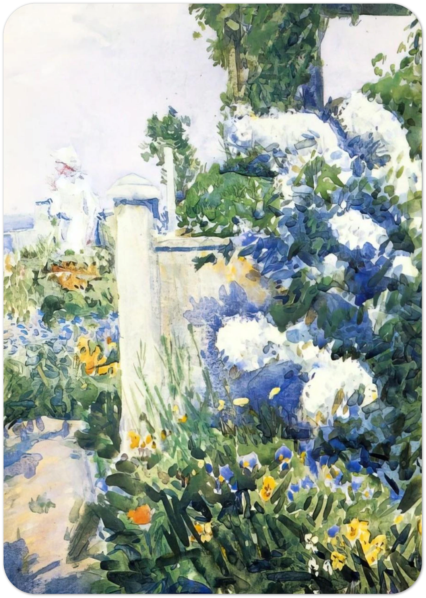 Garden by the Sea, Isles of Shoals By Childe Hassam Pack of 10 Post Cards | Childe Hassam Post Cards | A6 (10.5 x 14.8 cm) - 4.1 x 5.8 inches
