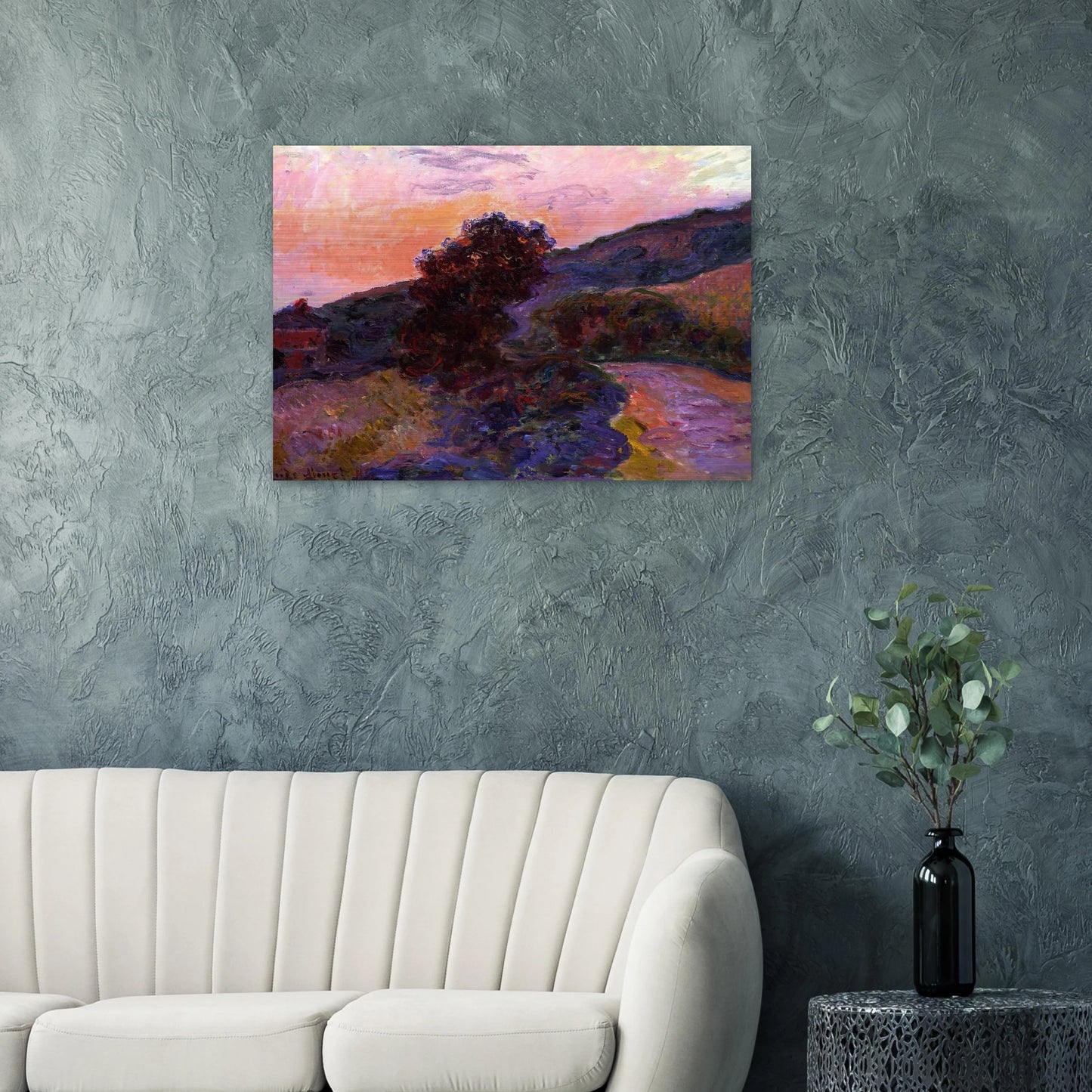 Sunset at Giverny - claude monet Brushed Aluminum Print - 70x100 cm / 28x40 inches | claude monet Aluminum Print | claude monet Prints