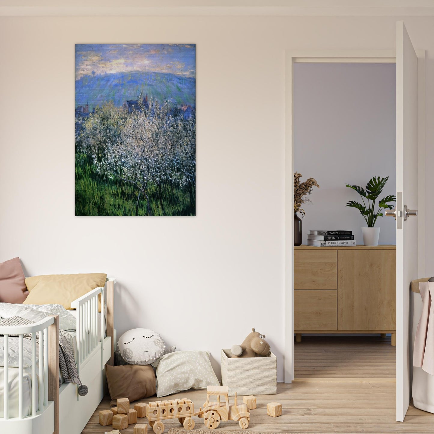 Plums Blossom - claude monet Brushed Aluminum Print - 70x100 cm / 28x40 inches | claude monet Aluminum Print | claude monet Prints