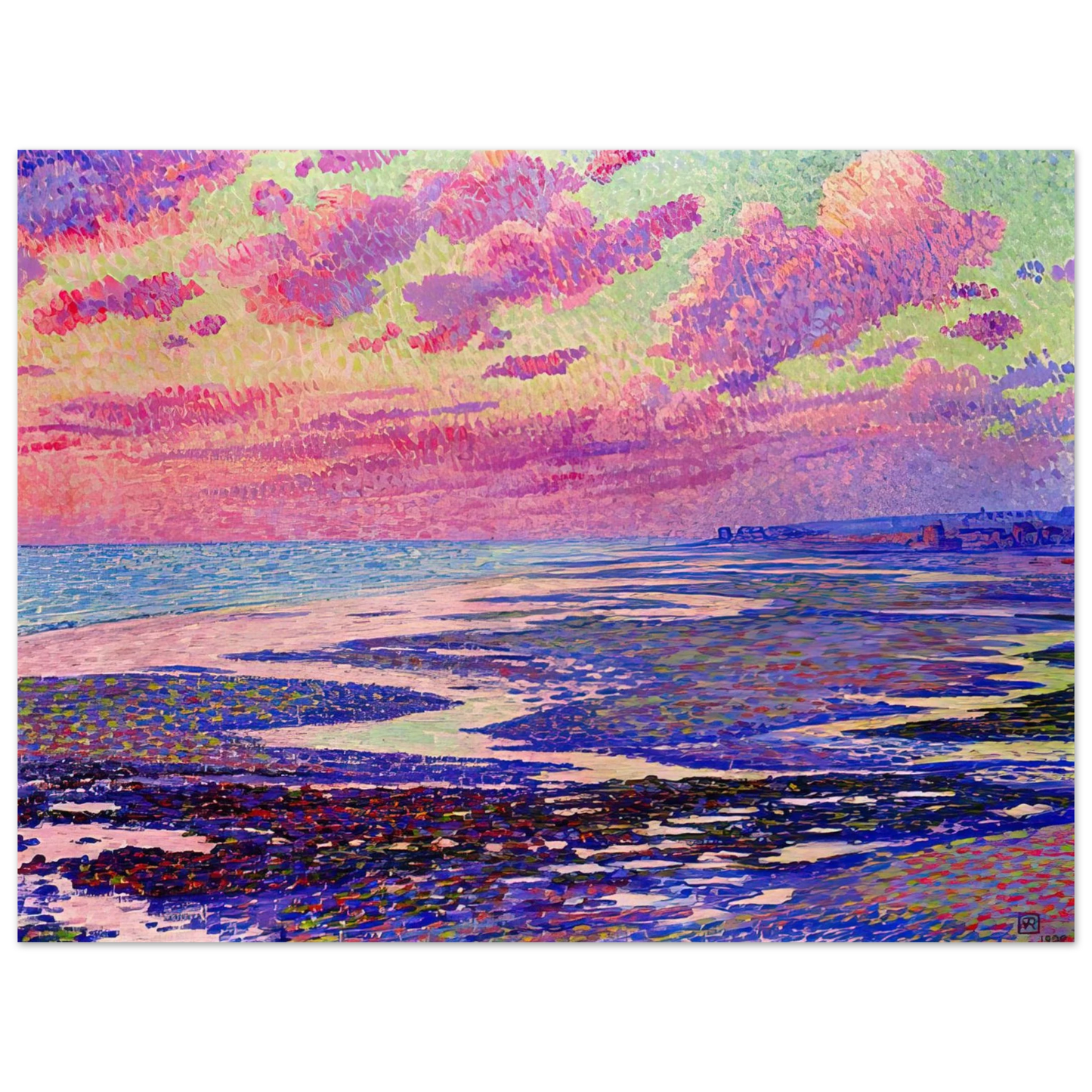 Theo van Rysselberghe - THE BEACH AT AMBLETEUSE AT LOW TIDE 1900  75x100 cm / 30x40inches Fine Art Poster