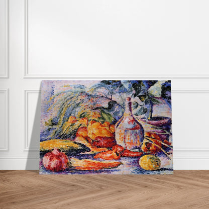 Still Life with Bottle of Wine - Henri-Edmond Cross Brushed Aluminum Print - 70x100 cm / 28x40 inches | Henri-Edmond Cross Aluminum Print | Henri-Edmond Cross Prints