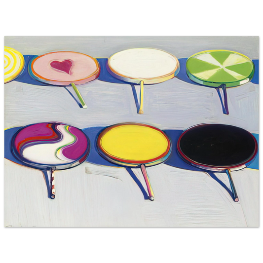 Wayne Thiebaud - Seven Suckers - 1970 Wall Art - 21x29.7 cm / 8x12" - Fine Art Poster-canvas - -