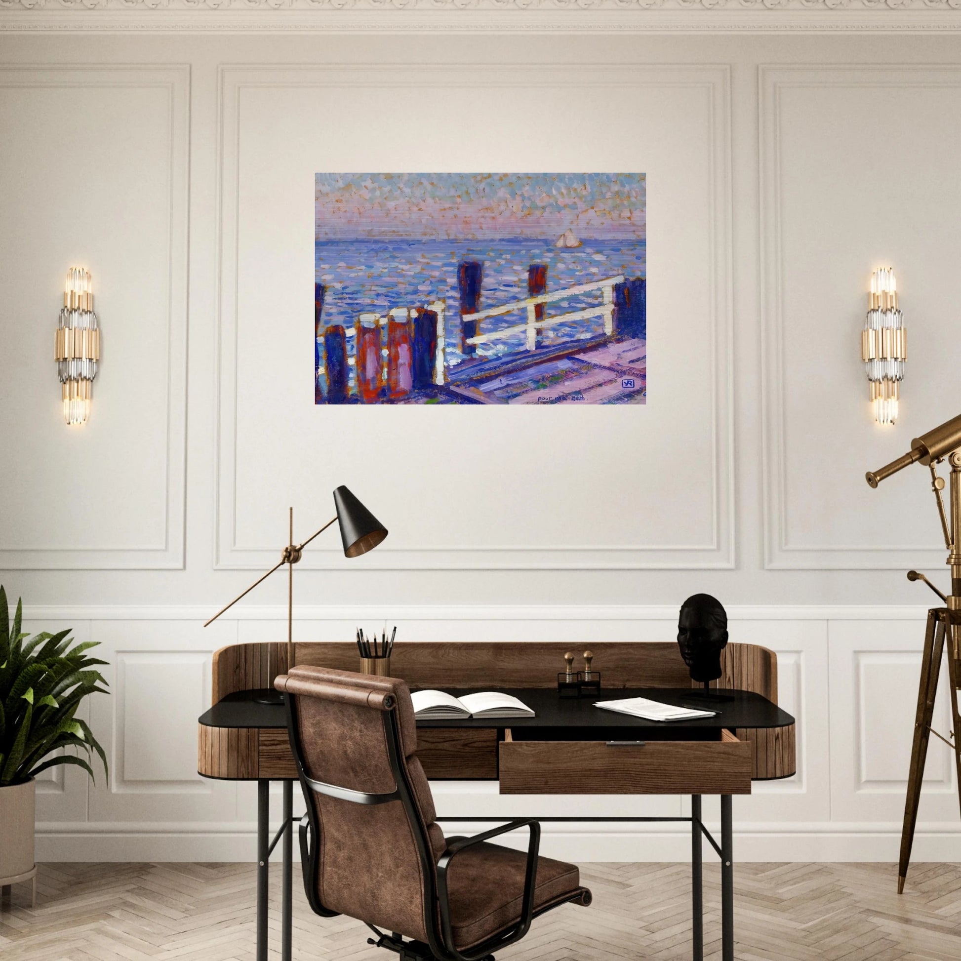 THE JETTY 1906 - Theo van Rysselberghe Brushed Aluminum Print - 70x100 cm / 28x40 inches | Theo van Rysselberghe Aluminum Print | Theo van Rysselberghe Prints