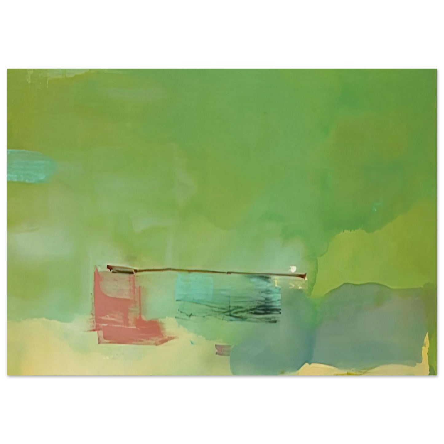 Helen Frankenthaler - Springscape - 1975 Wall art - 21x29.7 cm / 8x12" - Premium Wooden Framed Poster With Fine Art Paper-canvas - Black frame