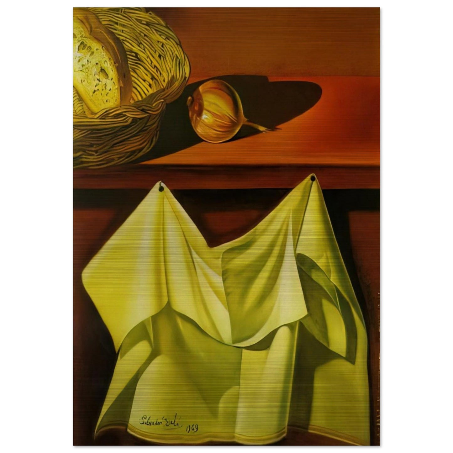 UNTITLED STILL LIFE WITH WHITE CLOTH - Salvador Dali Brushed Aluminum Print - 70x100 cm / 28x40 inches | Salvador Dali Aluminum Print | Salvador Dali Prints