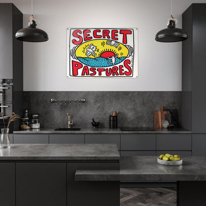 PROMOTIONAL POSTER FOR SECRET PASTURES 1984 - Keith Haring Acrylic Print - 70x100 cm / 28x40″ inches