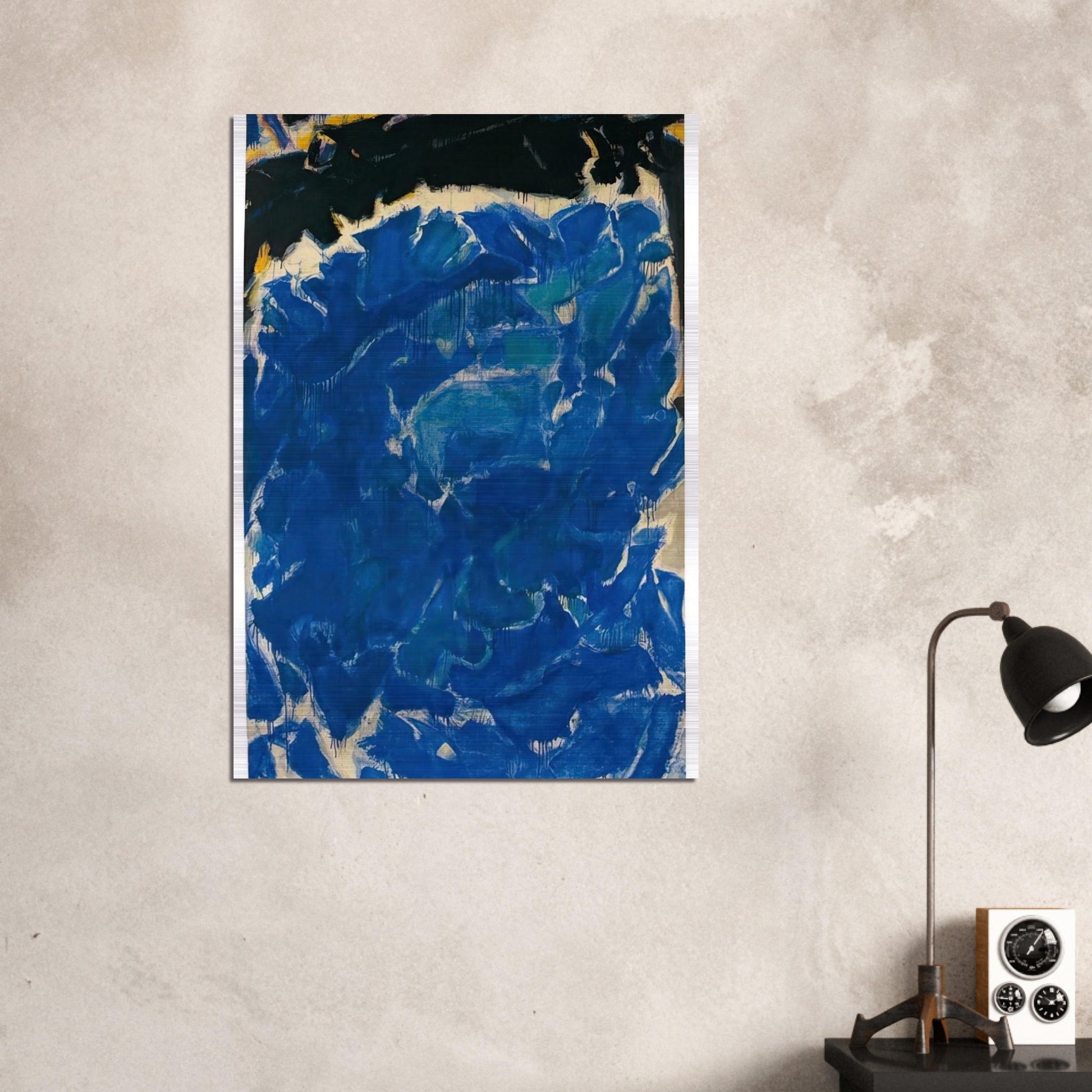 Deep Blue and Black - Sam Francis Brushed Aluminum Print - 70x100 cm / 28x40 inches | Sam Francis Aluminum Print | Sam Francis Prints