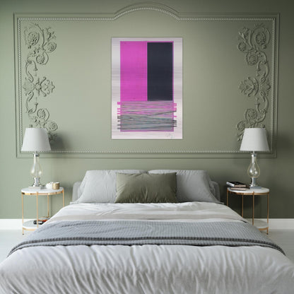 ABSTRACT COMPOSITION WITH SILVER AND MAGENTA 1970 - Jesus Rafael Soto Brushed Aluminum Print - 70x100 cm / 28x40 inches | Jesus Rafael Soto Aluminum Print | Jesus Rafael Soto Prints
