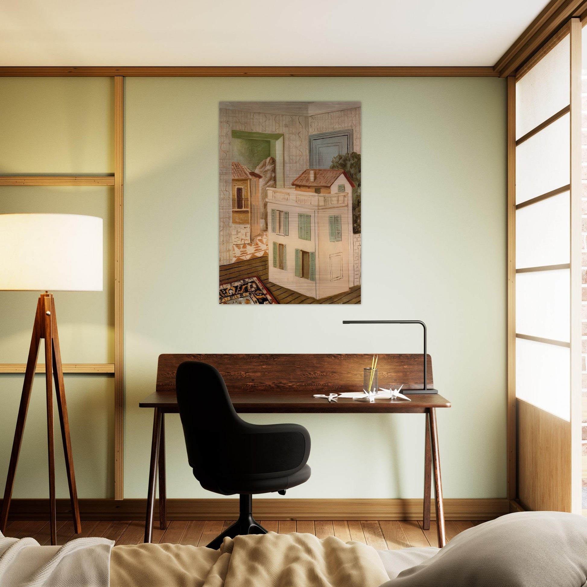 THE HOUSE IN THE HOUSE - Giorgio de Chirico Brushed Aluminum Print - 70x100 cm / 28x40 inches | Giorgio de Chirico Aluminum Print | Giorgio de Chirico Prints