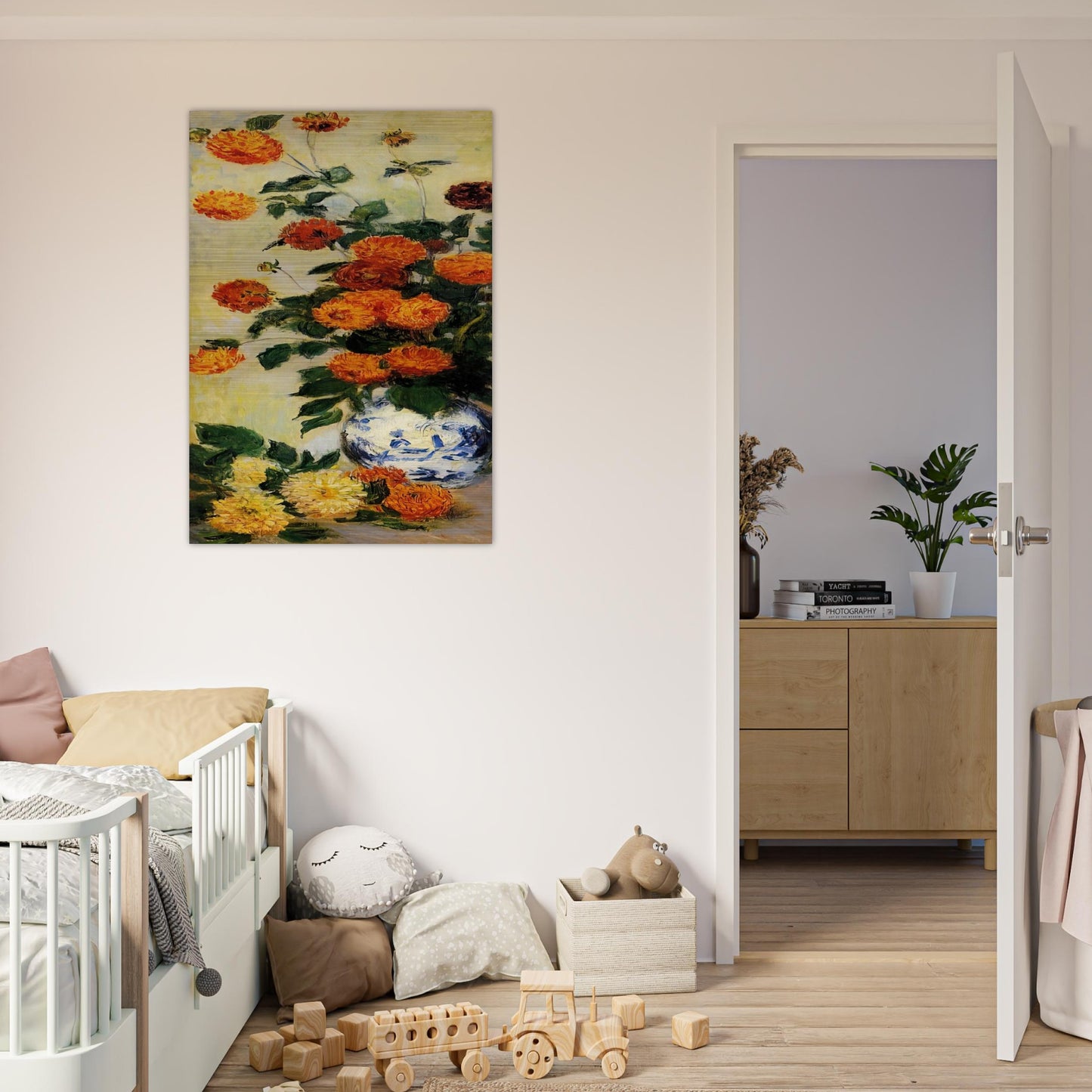 Dahlias - claude monet Brushed Aluminum Print - 70x100 cm / 28x40 inches | claude monet Aluminum Print | claude monet Prints