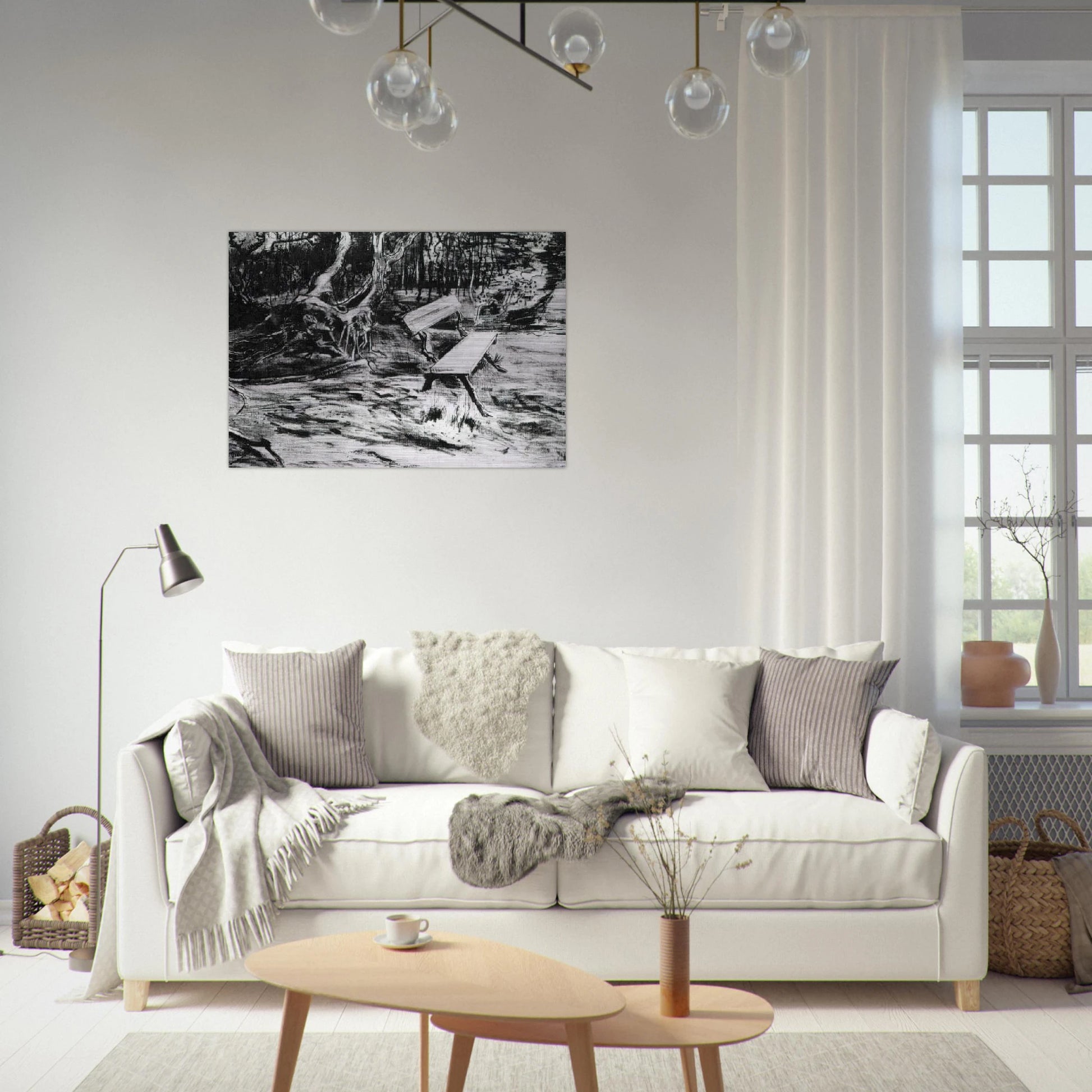 Bench in a Wood - Vincent van Gogh Brushed Aluminum Print - 70x100 cm / 28x40 inches | Vincent van Gogh Aluminum Print | Vincent van Gogh Prints