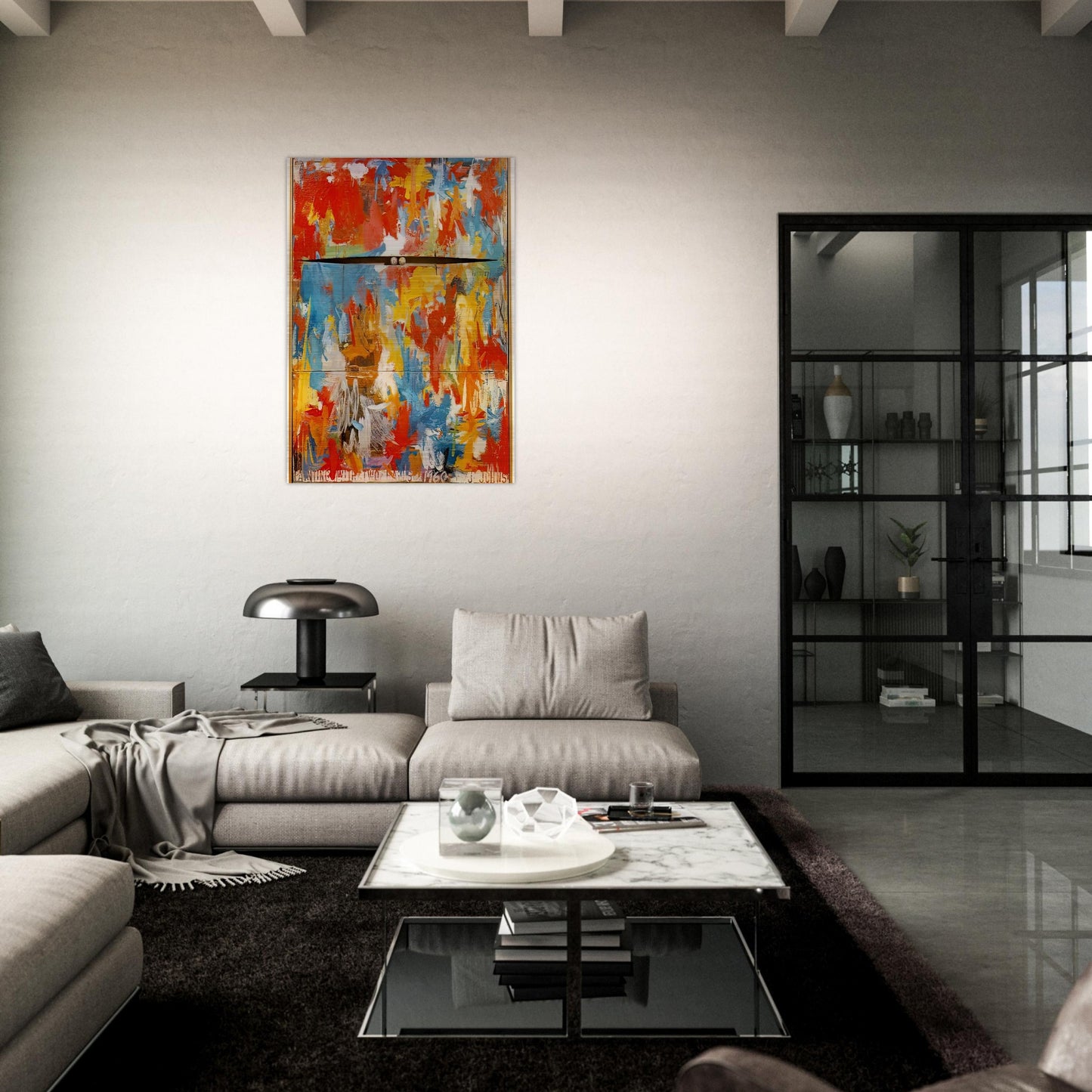 PAINTING WITH TWO BALLS - Jasper Johns Brushed Aluminum Print - 70x100 cm / 28x40 inches | Jasper Johns Aluminum Print | Jasper Johns Prints