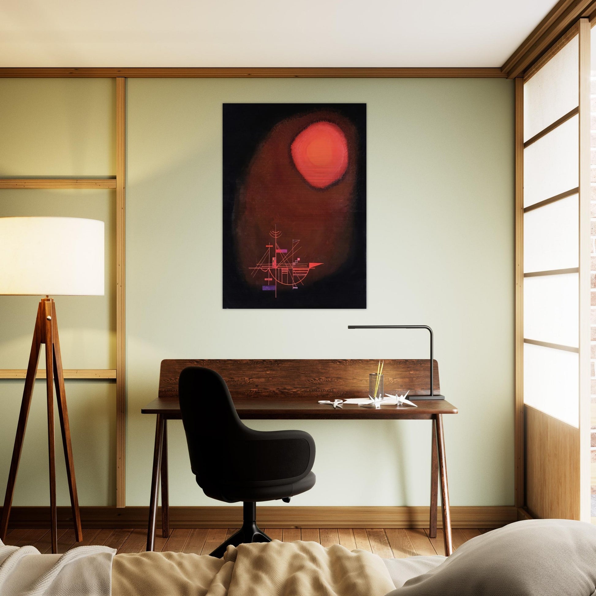 RED SUN AND SHIP - Wassily Kandinsky Brushed Aluminum Print - 70x100 cm / 28x40 inches | Wassily Kandinsky Aluminum Print | Wassily Kandinsky Prints