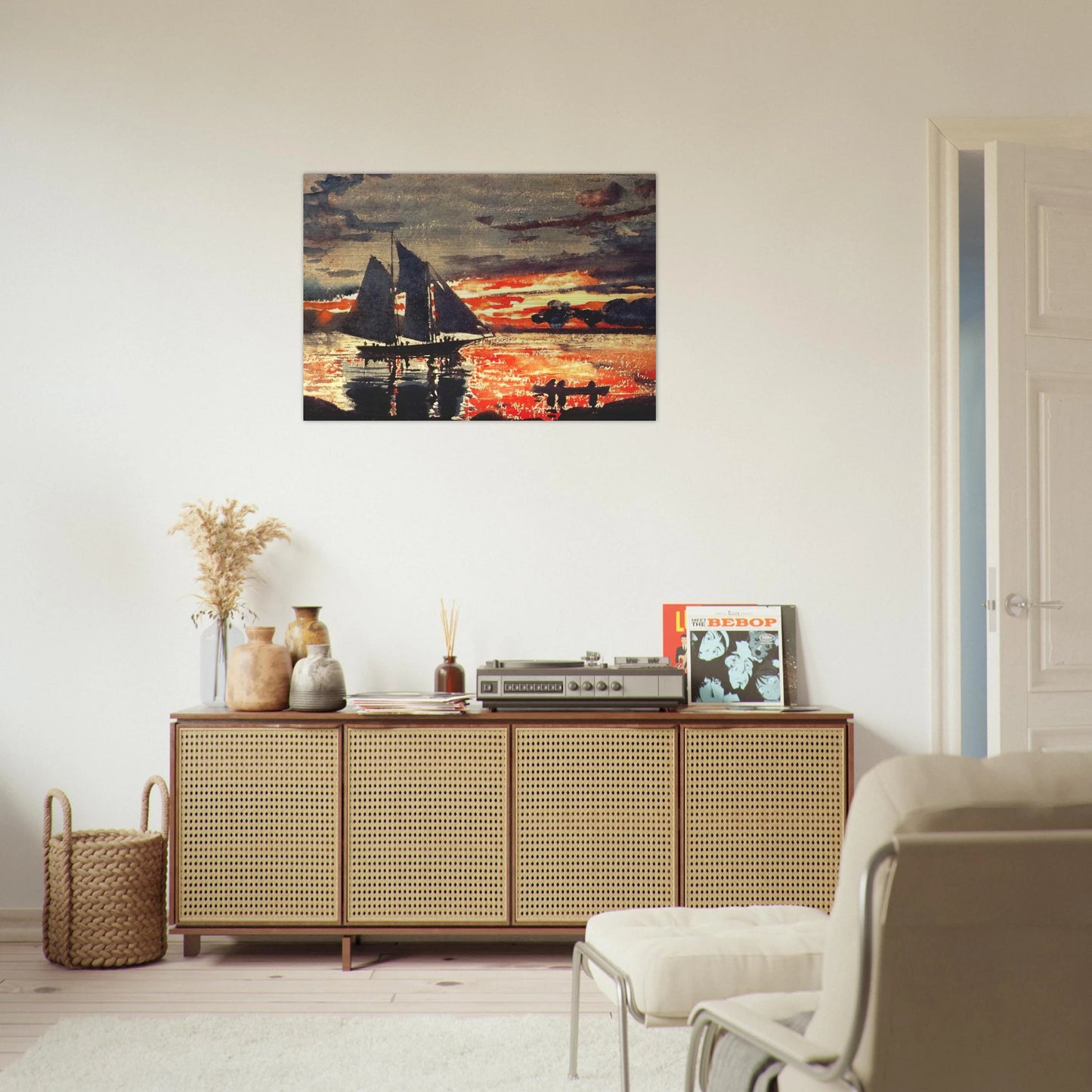 SUNSET FIRES - Winslow Homer Brushed Aluminum Print - 70x100 cm / 28x40 inches | Winslow Homer Aluminum Print | Winslow Homer Prints