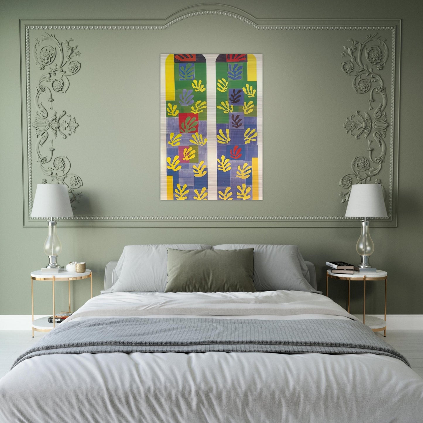 STAINED GLASS WINDOW WINDOW OF THE ABSIDE OF THE ROSARY CHAPEL 1949 - Henri Matisse Brushed Aluminum Print - 70x100 cm / 28x40 inches | Henri Matisse Aluminum Print | Henri Matisse Prints