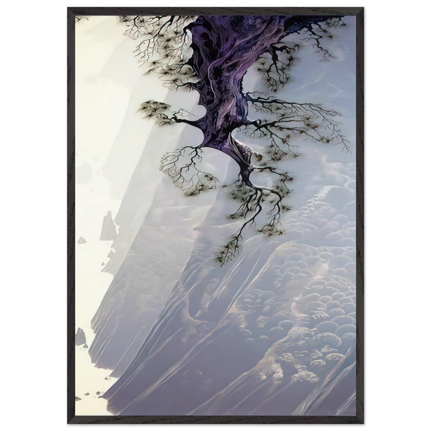 Mountain Rise - Eyvind Earle 70x100 cm / 28x40 inches Framed Art Print – Black Wooden Frame