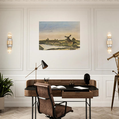 Dutch landscape with windmills - Pablo Picasso Brushed Aluminum Print - 70x100 cm / 28x40 inches | Pablo Picasso Aluminum Print | Pablo Picasso Prints