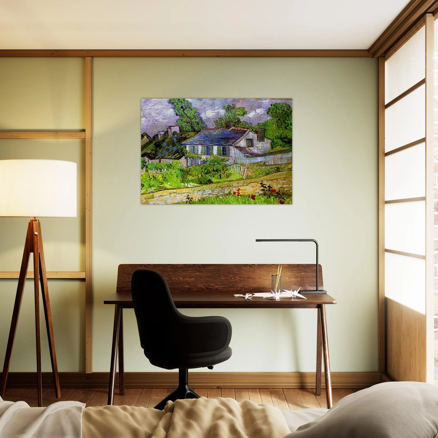 Houses in Auvers - Vincent van Gogh Brushed Aluminum Print - 70x100 cm / 28x40 inches | Vincent van Gogh Aluminum Print | Vincent van Gogh Prints