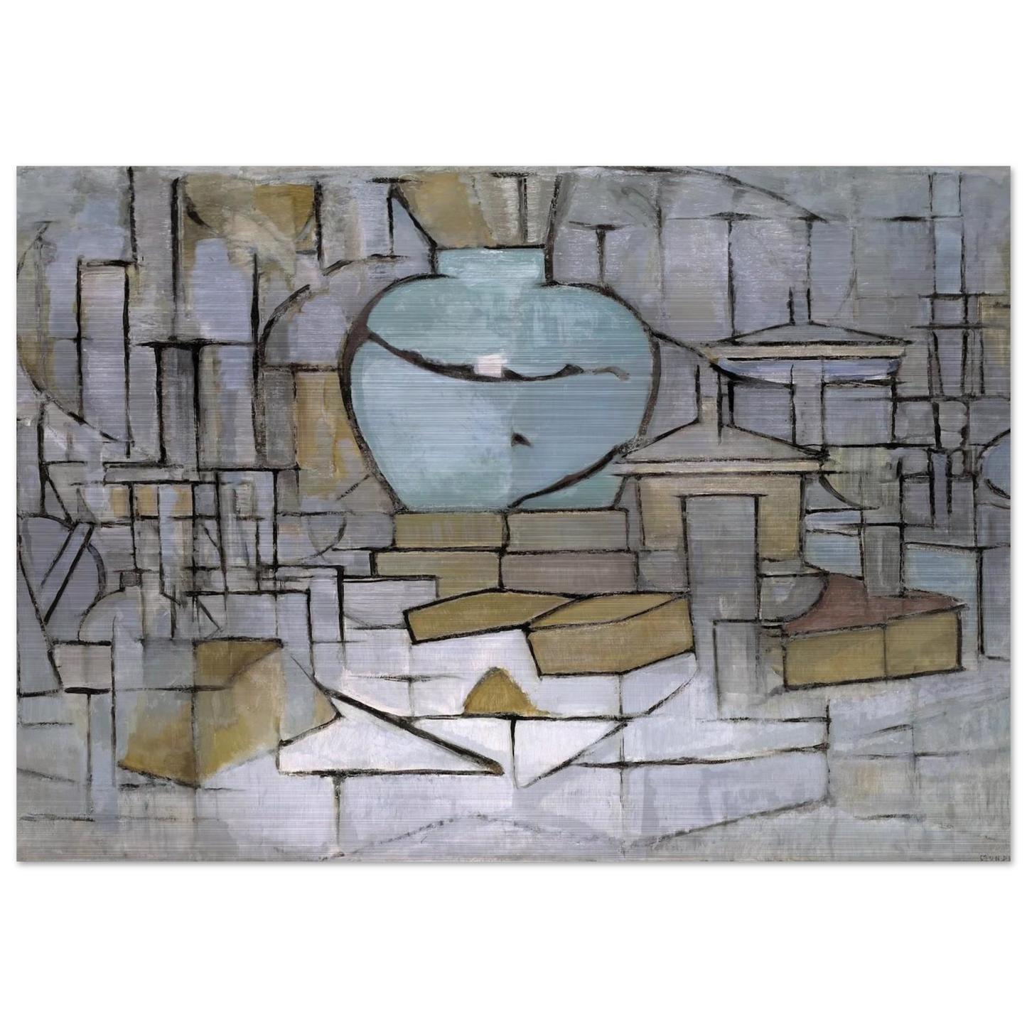 Still Life with Gingerpot 2 - Piet Mondrian Brushed Aluminum Print - 70x100 cm / 28x40 inches | Piet Mondrian Aluminum Print | Piet Mondrian Prints