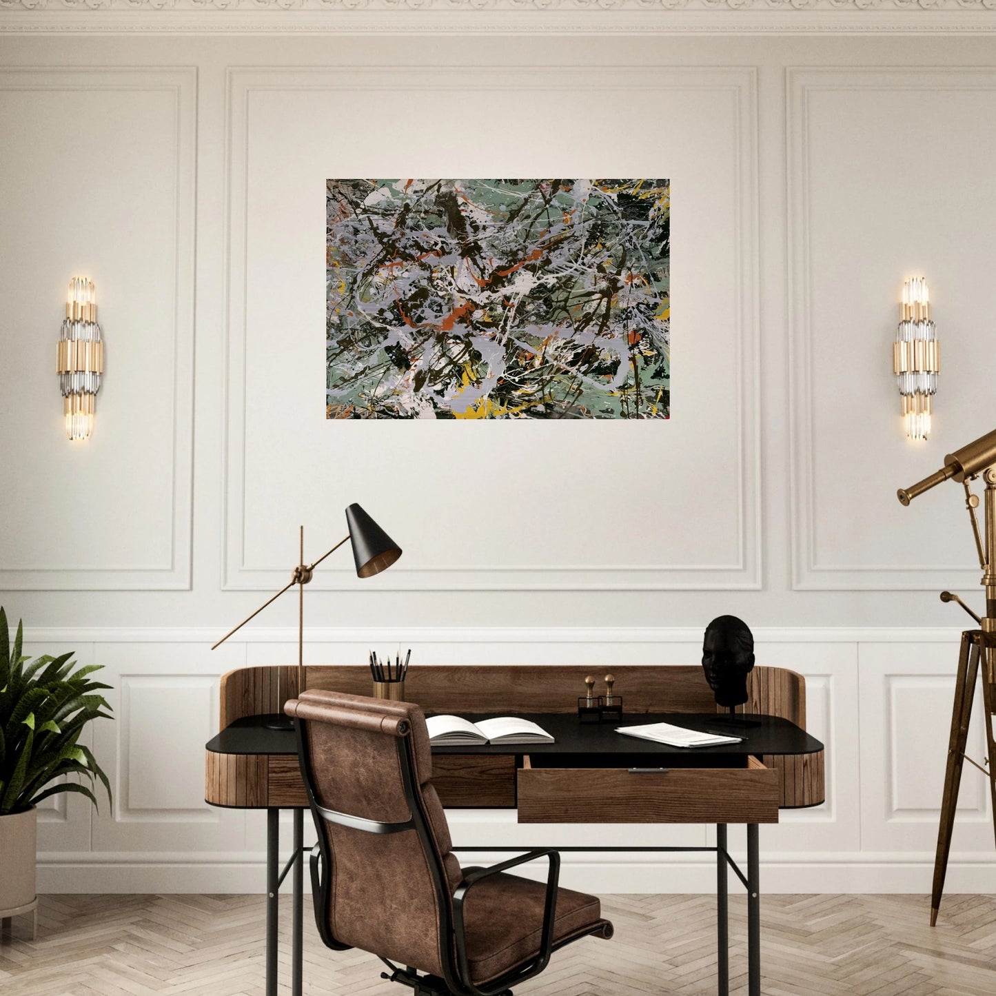 UNTITLED GREEN SILVER 1949 - Jackson Pollock Brushed Aluminum Print - 70x100 cm / 28x40 inches | Jackson Pollock Aluminum Print | Jackson Pollock Prints