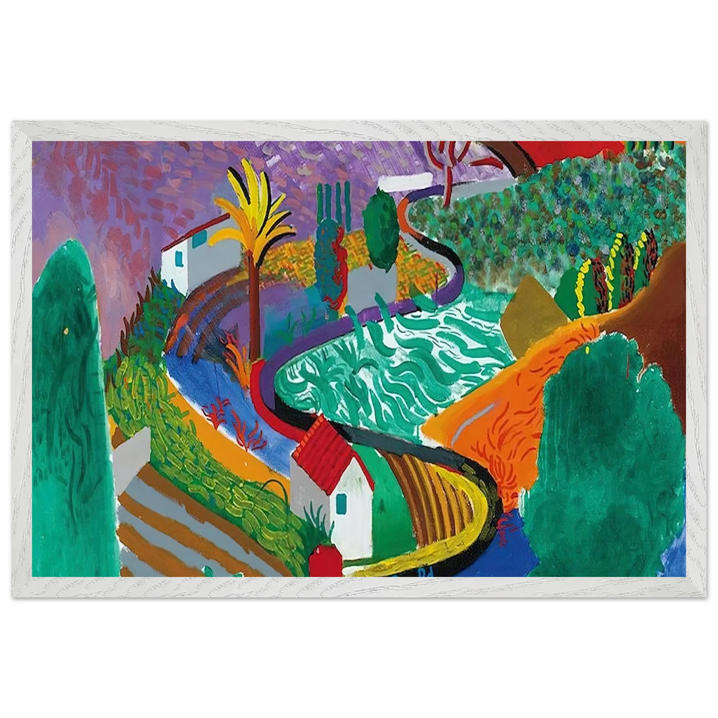 David Hockney - David Hockney Wall art - 50x70 cm / 20x28 inches - Premium Wooden Framed Poster With Fine Art Paper-canvas - White frame