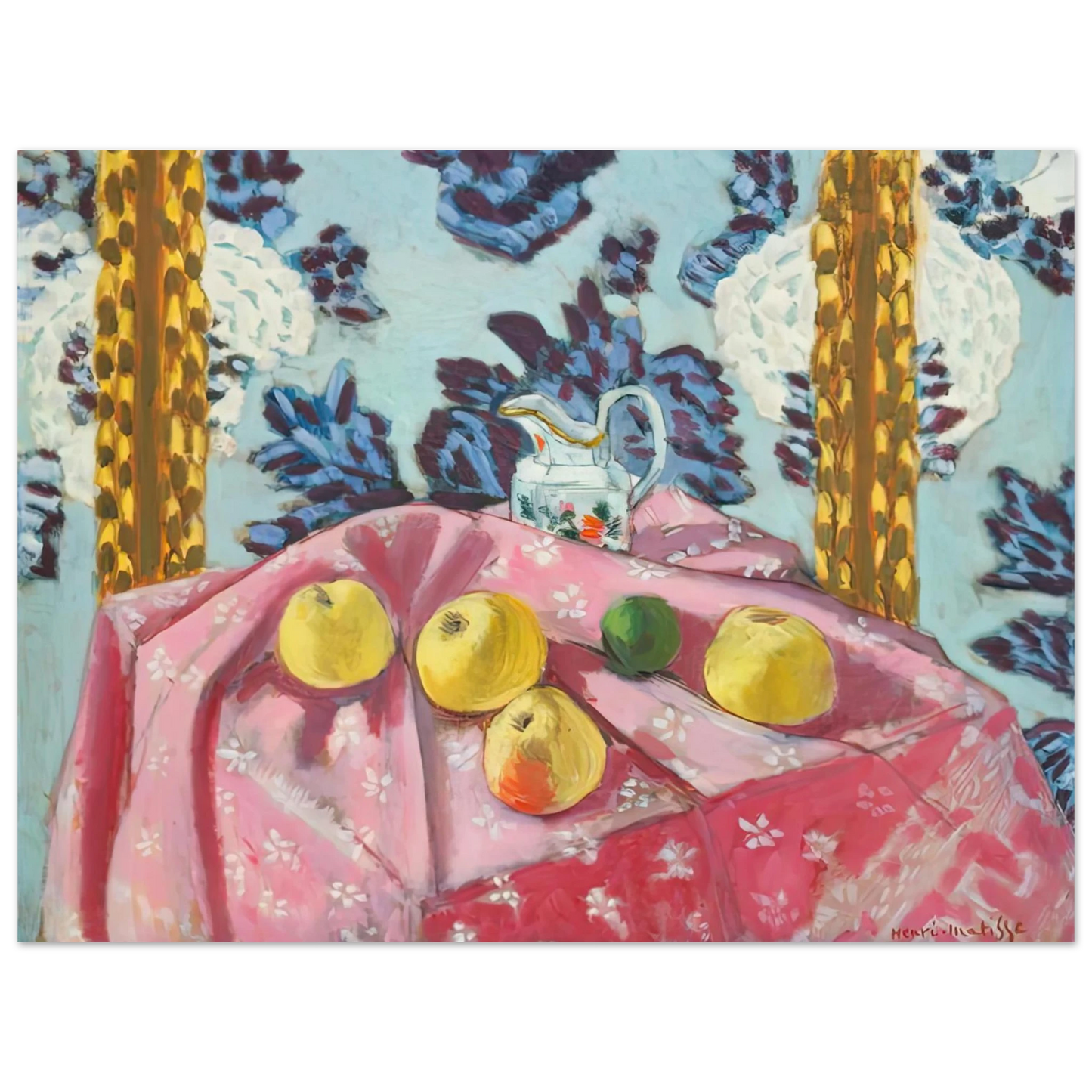 Henri Matisse - STILL LIFE WITH APPLES ON A PINK TABLECLOTH 1924  75x100 cm / 30x40inches Fine Art Poster