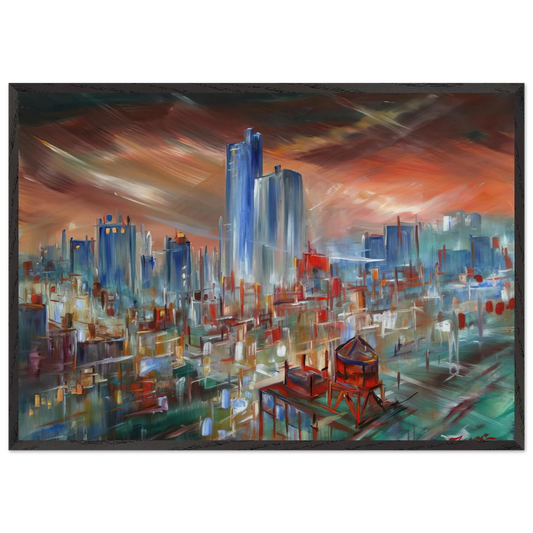 Big City - Konrad Zuse 70x100 cm / 28x40 inches Framed Art Print – Black Wooden Frame