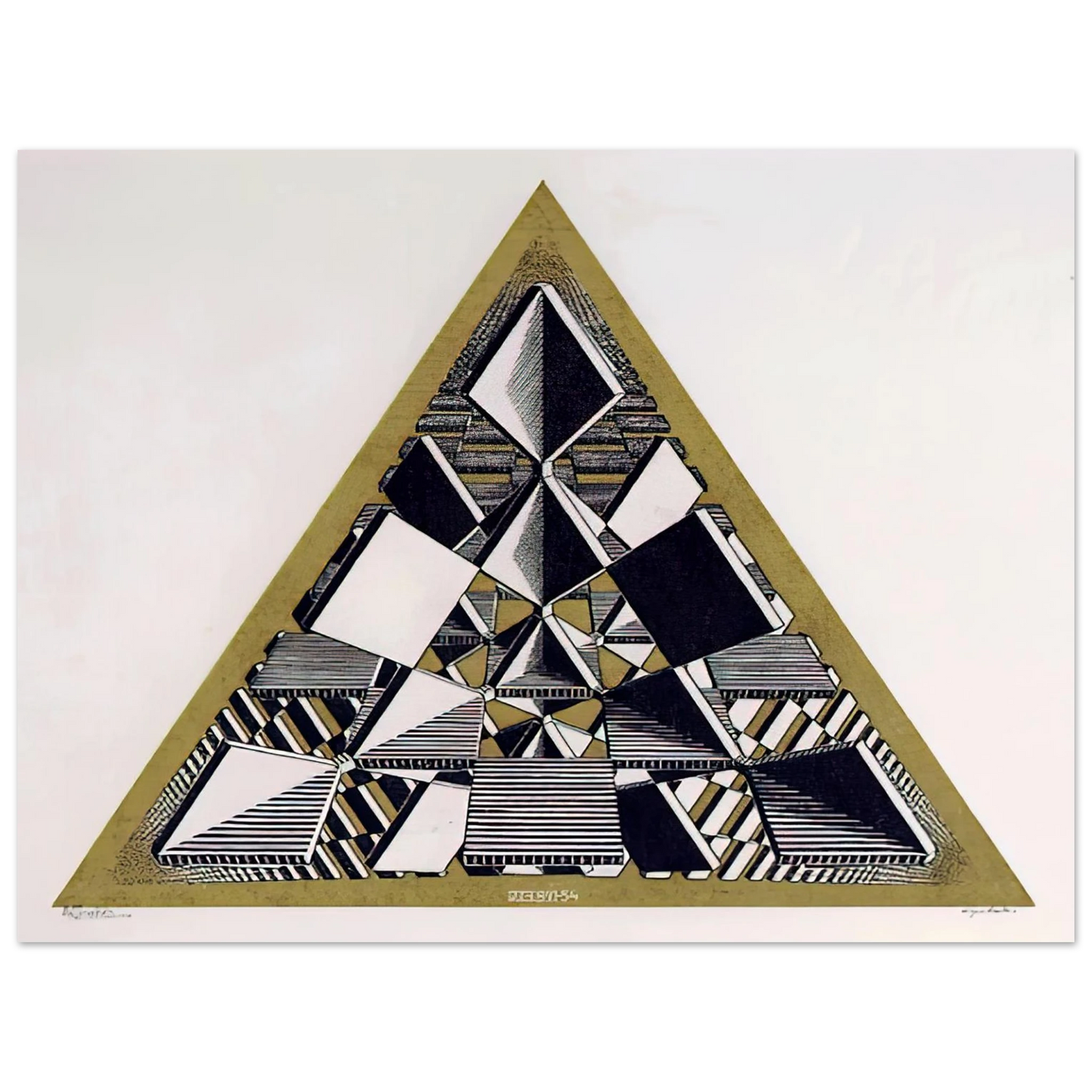 MC Escher - THREE INTERSECTING PLANES COLOUR Wall Art - 21x29.7 cm / 8x12" - Fine Art Poster-canvas - -