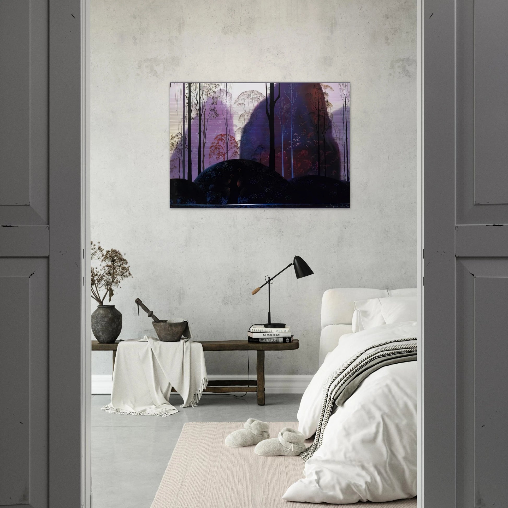 Mauve Redand Purple - Eyvind Earle Brushed Aluminum Print - 70x100 cm / 28x40 inches | Eyvind Earle Aluminum Print | Eyvind Earle Prints