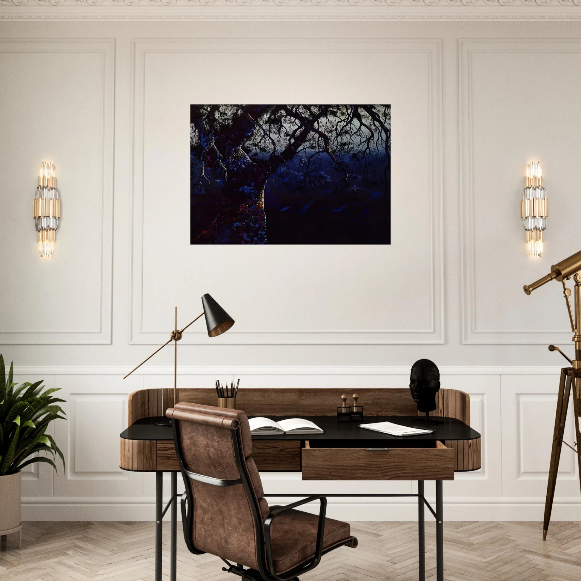 Jewel Tree - Eyvind Earle Brushed Aluminum Print - 70x100 cm / 28x40 inches | Eyvind Earle Aluminum Print | Eyvind Earle Prints