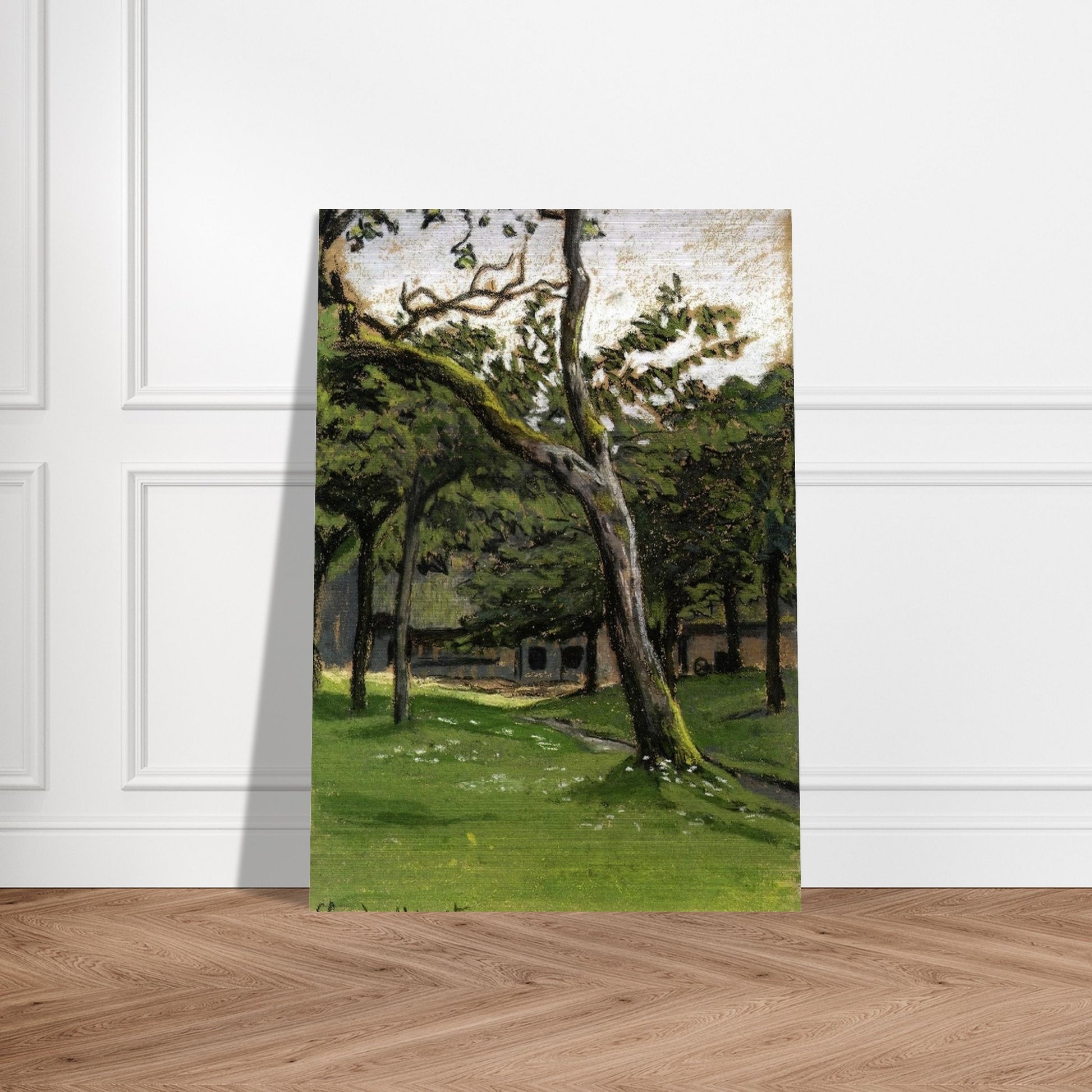 Norman Farm through the Trees - claude monet Brushed Aluminum Print - 70x100 cm / 28x40 inches | claude monet Aluminum Print | claude monet Prints